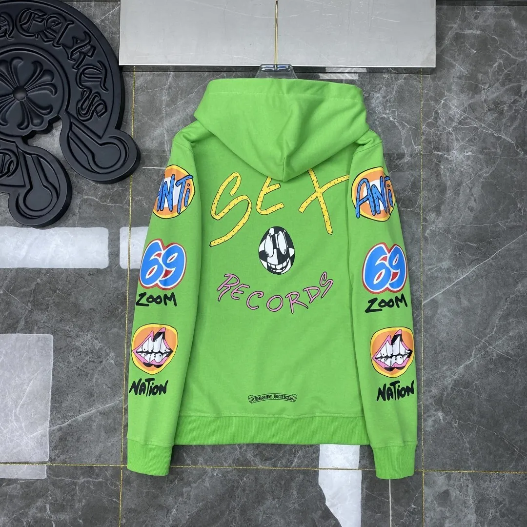 P240 Chrome Hearts Autumn and Winter 2025 simultaneous sale at counters❤️ Chrome Hearts Sex Records graffiti limited sweatshirt Imported environmentally friendly glue printing and dyeing Improved customized version 1:1 high-gram weight high-quality fabric Recommended color: Customized version graffiti green 🌈 Size: S, M, L, XL